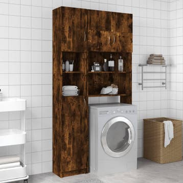 vidaXL Badkamerkast 32x25,5x190 cm bewerkt hout gerookt, Verzenden, Nieuw