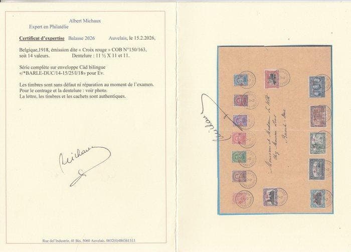 België 1918 - Rode Kruis - OBP : 150/163 op 1 brief van en, Timbres & Monnaies, Timbres | Europe | Belgique