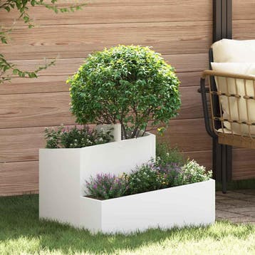 vidaXL Plantenbak Wit 60 x 60 x 50 cm Koudgewalst staal, Verzenden