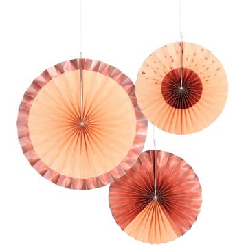 Papieren Waaiers Roze 35cm 3st, Verzenden
