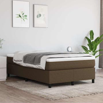 vidaXL Boxspring met matras stof donkerbruin 120x200 cm, Verzenden