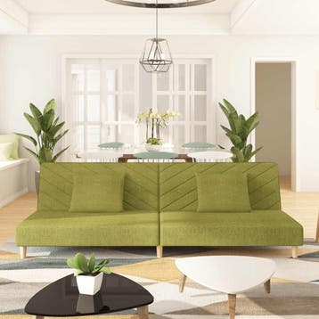 vidaXL Slaapbank / zetel 2-zits met 2 kussens stof groen, Huis en Inrichting, Verzenden, Nieuw