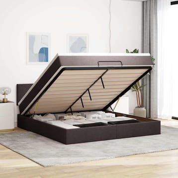 vidaXL Bed poef met matras en LEDs stof 180x200 cm, Verzenden, Nieuw