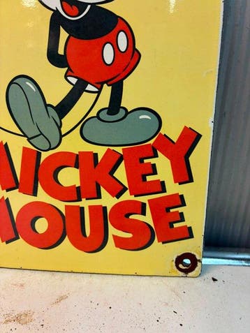 Walt Disney – Mickey Mouse – Vintage emaille reclamebord –