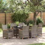 vidaXL Tuin Eettafel Set 7 pcs Grijs poly rattan, Verzenden, Nieuw