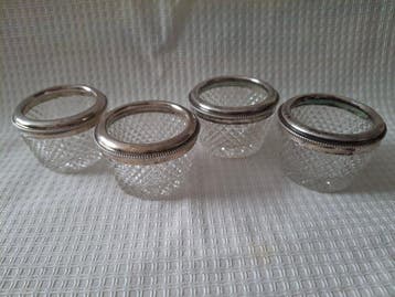 Conteneur à épices (4) - 4 anciennes coupelles en cristal
