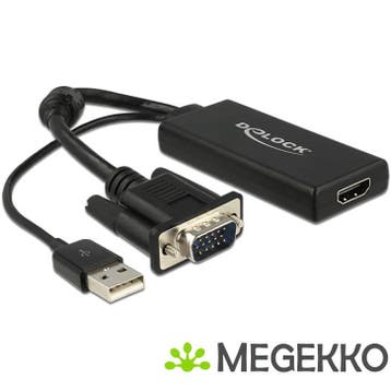 Delock 62668 VGA naar HDMI Adapter met Audio zwart, Computers en Software, Verzenden, Nieuw