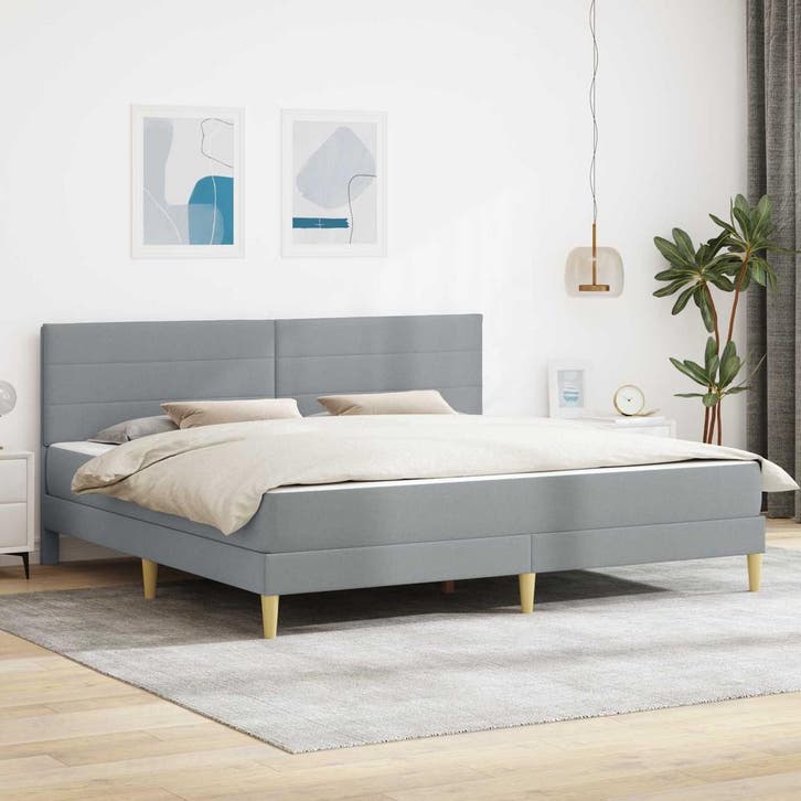 vidaXL Bedframe 180 x 200 cm Lichtgrijs, Huis en Inrichting, Slaapkamer | Matrassen en Bedbodems, Nieuw, Verzenden
