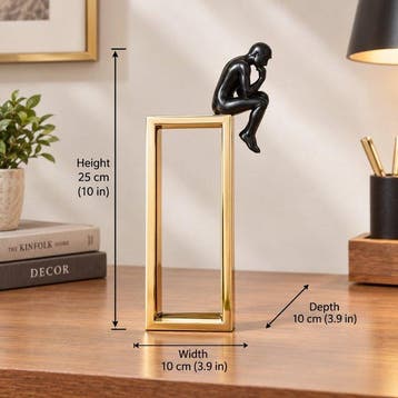 Beeld, Contemporary Contemplative Figure Sculpture – Black