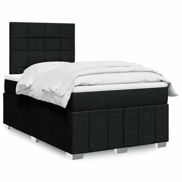 vidaXL Boxspring met matras stof zwart 120x200 cm, Verzenden