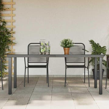 vidaXL Tuintafel 190x90x74 cm aluminium en glas zwart, Tuin en Terras, Tuintafels, Verzenden, Nieuw