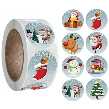500 Kerst Stickers Op Rol - 2.5cm - Kerststickers -, Verzenden