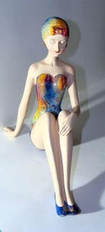 Statuette, Eine Dame in Bademode aus den 1950/60er Jahren.