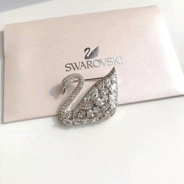 Swarovski - Metaal - Broche, Antiquités & Art, Curiosités & Brocante