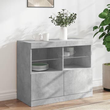 vidaXL Dressoir met LED-verlichting 81x37x67 cm betongrijs, Verzenden