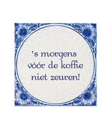 Delfts Blauw Tegel s Morgens 14,5cm, Verzenden