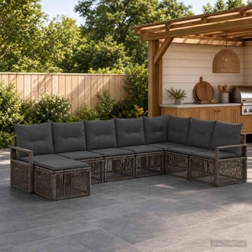 vidaXL Tuinbank Set 8 st Grijs poly rattan, Verzenden, Nieuw