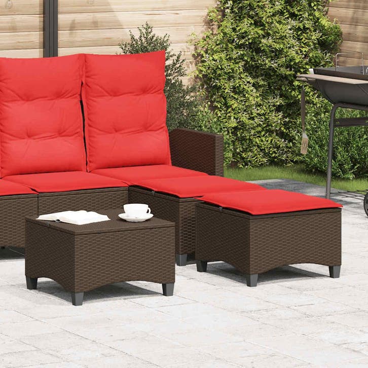 vidaXL Tuinkrukken met kussens 2 st 55x55x36 cm poly rattan, Tuin en Terras, Tuinsets en Loungesets, Nieuw, Verzenden