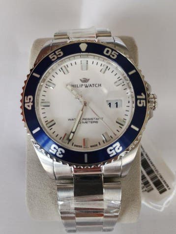 Philip Watch - Caribe Sport - White/ Navy blue - Swiss Made, Nieuw