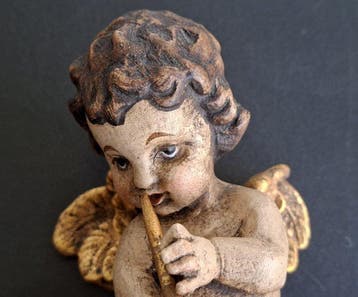Beeldje - Engel Putte ca. 19cm - Hout