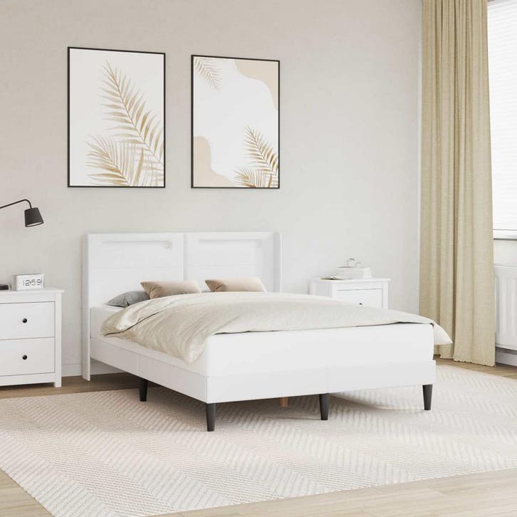 vidaXL Bedframe met LED-stripverlichting Wit 140 x 190 cm, Maison & Meubles, Chambre à coucher | Lits, Envoi