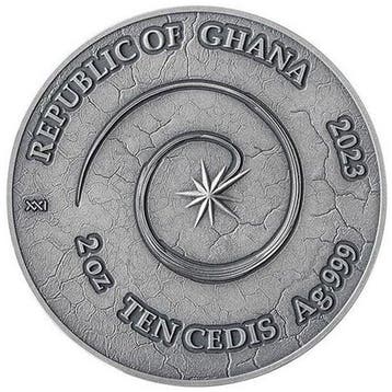 Ghana. 10 Cedis 2023 2 oz 10 Cedis Ghana Silver Phoenix