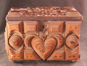 Antieke Tramp Art - Kist - Hout