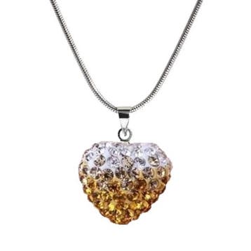 Fako Bijoux - Ketting - Disco Dots - Hart Duo - Geel, Verzenden, Nieuw