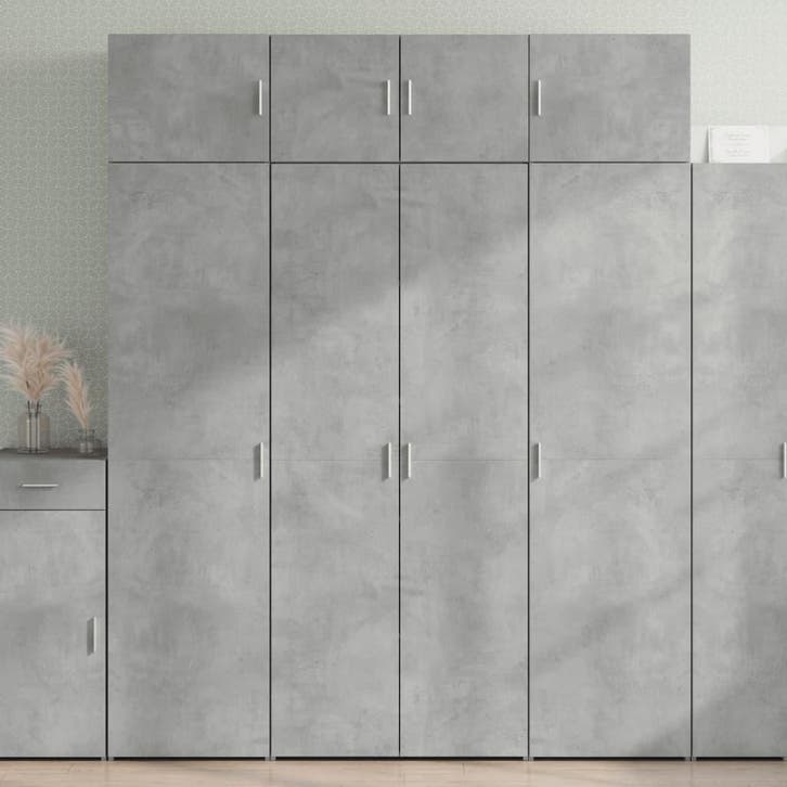 vidaXL Opbergkast 80x42,5x225 cm bewerkt hout betongrijs, Huis en Inrichting, Kasten | Dressoirs, Nieuw, Verzenden
