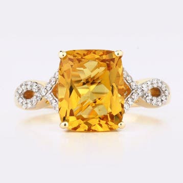 Ring - 14 karaat Geel goud - 3.55ct. tw. Heliodoor - Diamant, Nieuw