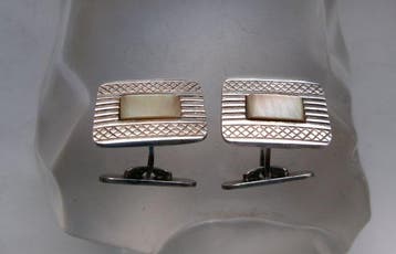 Zilver, parelmoer - Manchetknopen - Art Deco