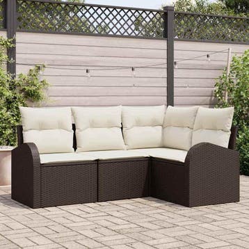 vidaXL Tuinbank Set Bruin poly rattan, Verzenden, Nieuw