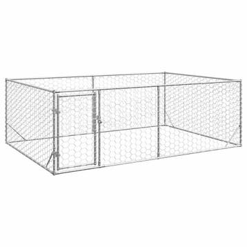 vidaXL Hondenhok voor buiten met deur 3x2x1 m gegalvaniseerd, Dieren en Toebehoren, Verzenden, Nieuw
