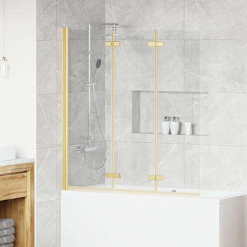 vidaXL Vouwdouchewand Goud 130 x 138 cm ESG Glas en, Verzenden