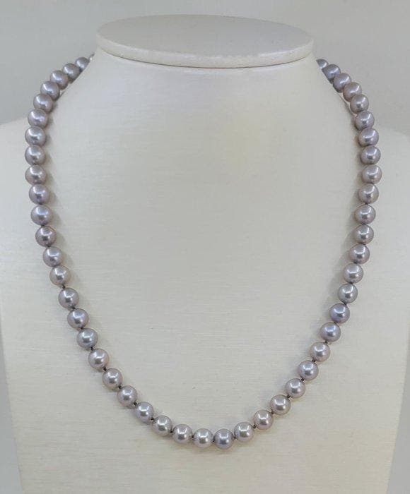 Zonder minimumprijs - Halsketting 7x7,5 mm grijze, Bijoux, Sacs & Beauté, Colliers