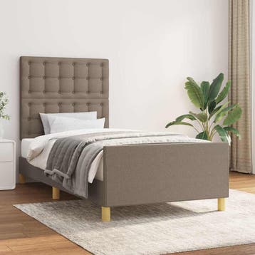 vidaXL Bedframe met hoofdeinde stof taupe 80x200 cm, Verzenden