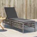 vidaXL Ligbed met kussen poly rattan grijs, Verzenden, Nieuw