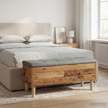vidaXL Opbergbank met kussen Oud hout 102 x 42 x 46 cm, Verzenden, Nieuw