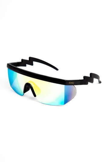 KIMU® Skibril Zonnebril Zwart Montuur Groene Spiegelglazen F, Ophalen of Verzenden, Nieuw