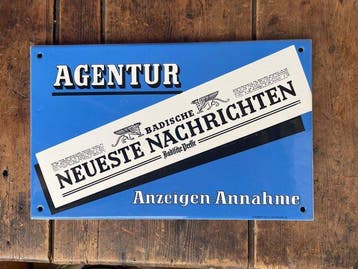 Emailleplaat, Reclame-AGENUR – nieuwste berichten –, Antiek en Kunst