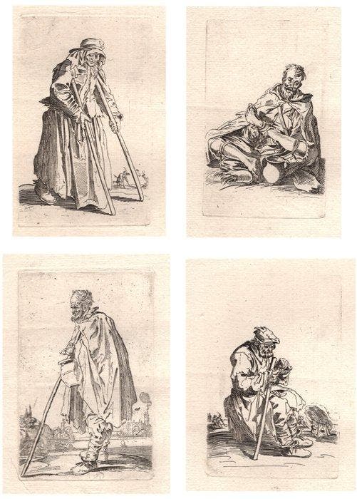 Da Jacques Callot (Nancy 1594-1635) - Da Les gueux (I, Antiquités & Art, Antiquités | Autres Antiquités
