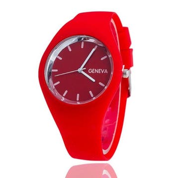 Jelly Horloge Unisex - Kwarts Uurwerk Silicoon Bandje Rood, Verzenden