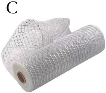 Decomesh metallic zilver 26 cm rol 9 meter voor kransen en, Nieuw