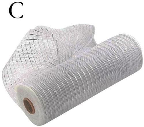 Decomesh metallic zilver 26 cm rol 9 meter voor kransen en, Huis en Inrichting, Woonaccessoires | Kunstplanten en Kunstbloemen