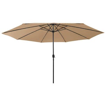 Parasol met LED 400 cm taupe - Slimme deal: bespaar 60% o..., Tuin en Terras, Verzenden, Zo goed als nieuw, Meer dan 4 meter, Stokparasol
