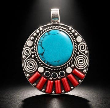- Tibet Zilver - Turkoois - Koraal - Hanger