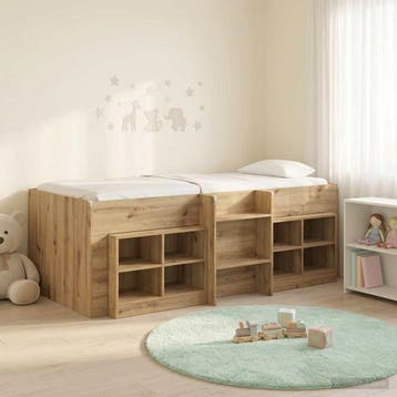 vidaXL Loft Bed Frame met Kast 3 st Artisanaal eiken Bewerkt, Huis en Inrichting, Slaapkamer | Bedden, Verzenden, Nieuw