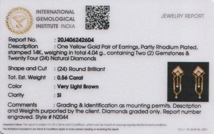 Boucles doreilles cloutées - 14 carats Or jaune - 0.56ct., Handtassen en Accessoires, Antieke sieraden