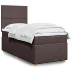 vidaXL Boxspring met matras stof donkerbruin 90x200 cm, Huis en Inrichting, Slaapkamer | Bedden, Verzenden, Nieuw