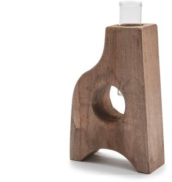 Decoratief Wooden Flowerholder met 1 Reageerbuis 12x5x19 cm, Nieuw